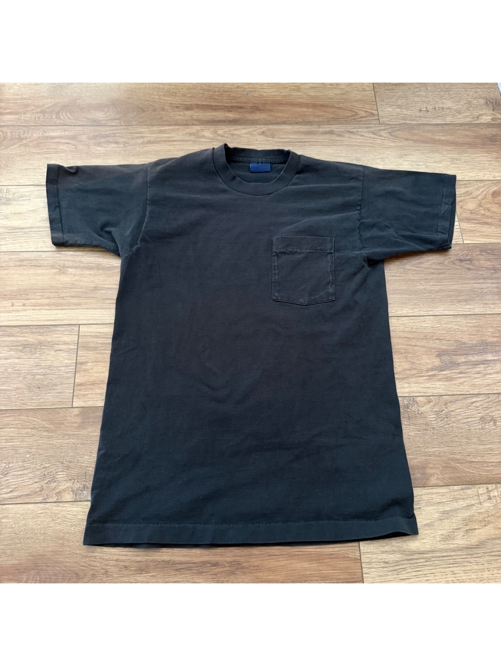Vtg 90s Honors Blank Pocket T-Shirt Faded Black M USA